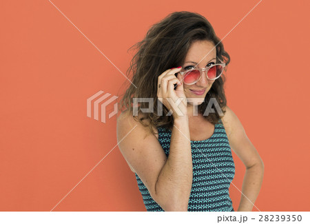 Casual girl wearing sunglasses portrait 28239350