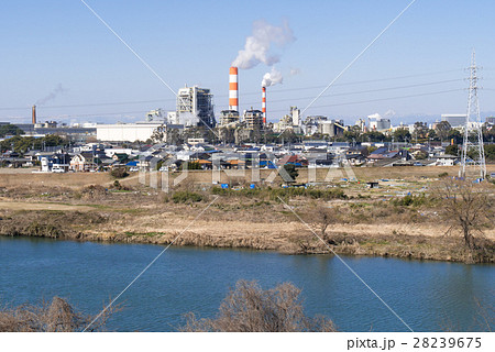 春日井市街 庄内川と王子製紙春日井工場 春日井市街 庄内川と王子製紙春日井工場 28239675