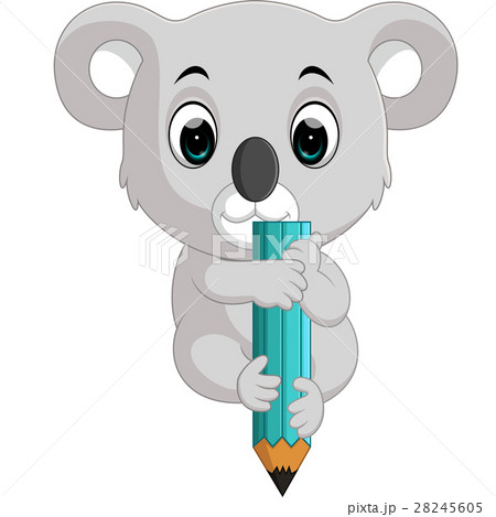 Cute koala holding pencil 28245605
