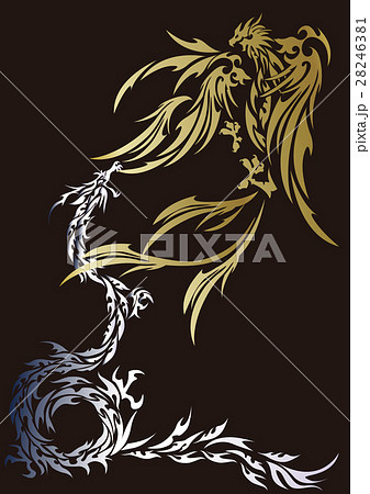 トライバル 鳳凰と龍のイラストのイラスト素材 28246381 Pixta