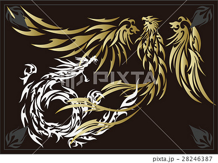 トライバル 鳳凰と龍のイラストのイラスト素材 28246387 Pixta
