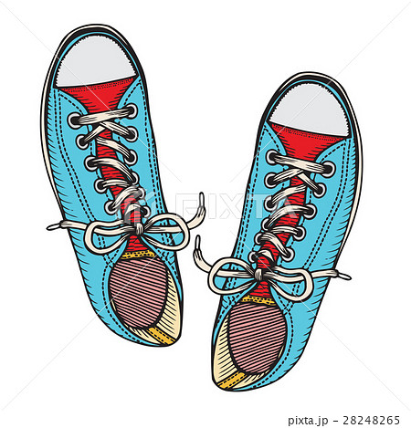 Vector illustration red and blue sports sneakers Vector illustration red and blue sports sneakers 28248265