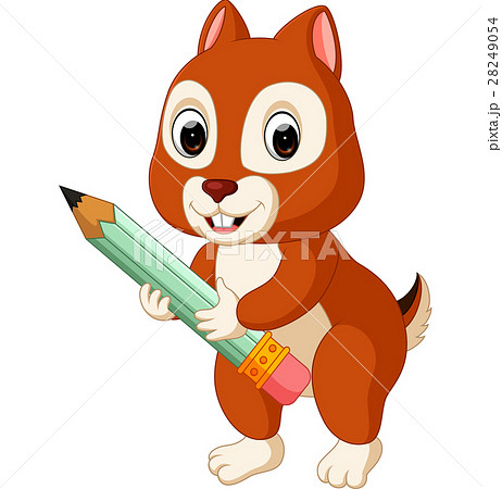 Cute squirrel holding pencil Cute squirrel holding pencil 28249054