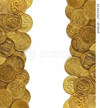 Many Coins Isolated on White. Ukrainian Coins 28250416