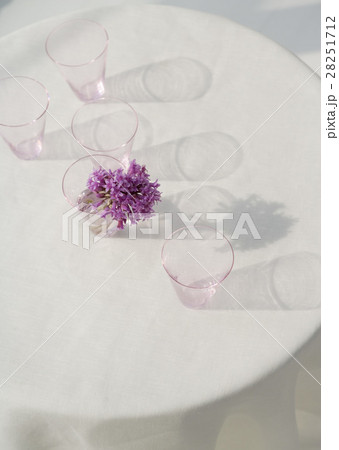 テーブルのグラスと花 28251712