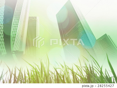 ビル街と草むら 28255427