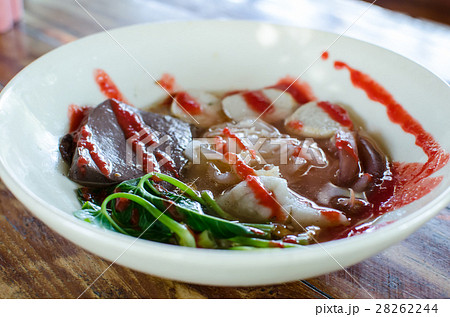 Close up Yen Ta Fo, Thai Noodles. 28262244