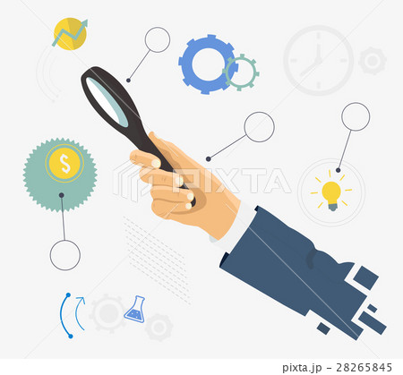 Human hand holding magnifying glass Human hand holding magnifying glass 28265845