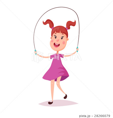 Young happy girl jumping with skipping rope 28266079