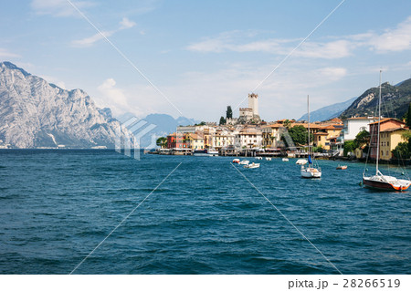 Scenic view of Malcesine on beautiful Garda lake 28266519