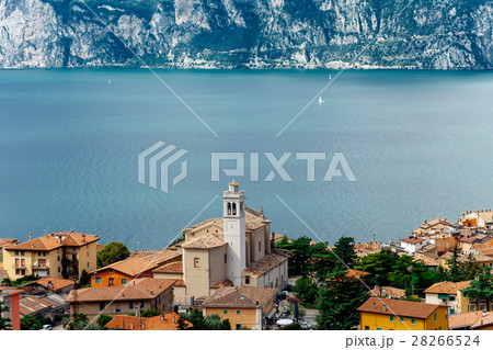 Scenic view of Malcesine on beautiful Garda lake 28266524