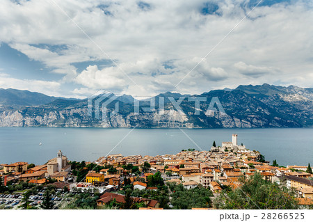 Scenic view of Malcesine on beautiful Garda lake 28266525