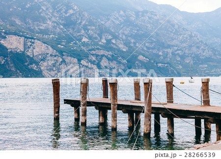 Old wooden wharf on Garda lake 28266539