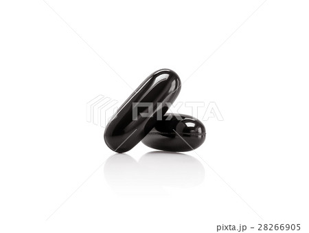 black supplement capsule isolated on white 28266905