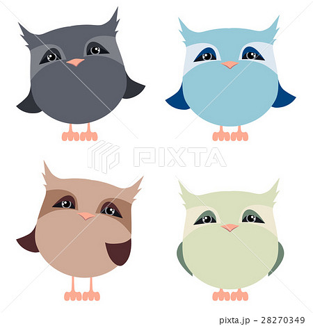 Vector Clipart Set cartoon owls. Lovely pets. 28270349