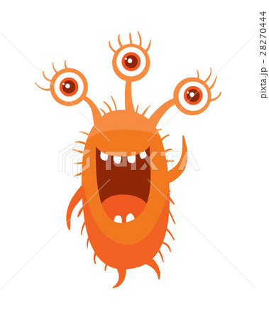 Monster with Three Eyes. Cartoon Orange Germ Monster with Three Eyes. Cartoon Orange Germ 28270444