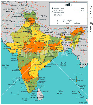 India map with selectable territories. Vector 28271576