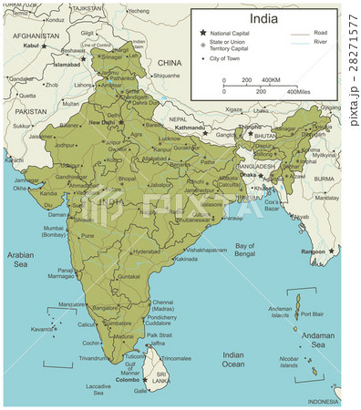 India map with selectable territories. Vector 28271577