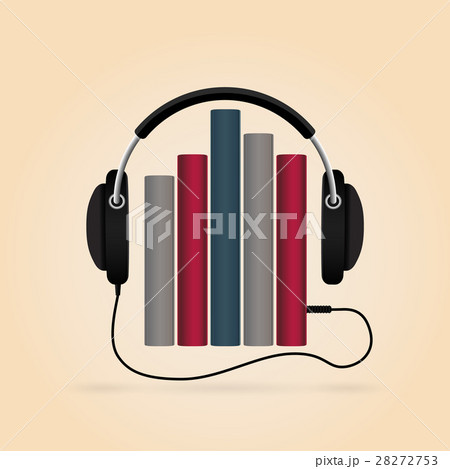 Headphones with books. Audio-book concept Headphones with books. Audio-book concept 28272753