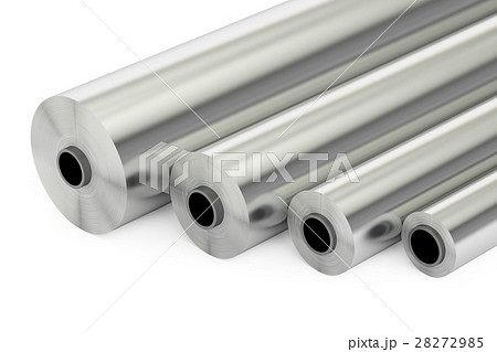 aluminum or steel foil rolls, 3D rendering aluminum or steel foil rolls, 3D rendering 28272985
