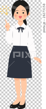 白いブラウスを着た何かひらめいた女性のイラスト素材