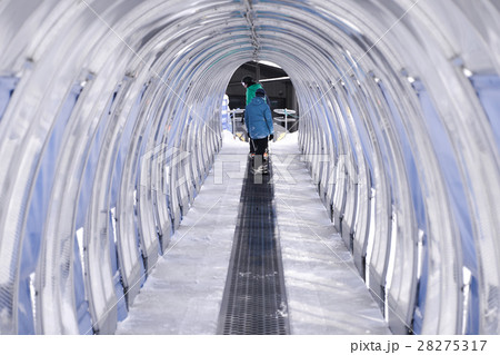 Skiing escalator or moving walkway Skiing escalator or moving walkway 28275317