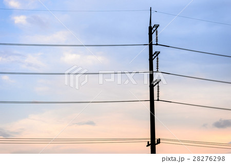 Silhouette post against blue sky with cloud 28276298
