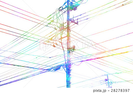 カラフルな電柱と電線 背景素材のイラスト素材 2797