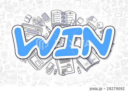 Win - Doodle Blue Inscription. Business Concept. Win - Doodle Blue Inscription. Business Concept. 28279092