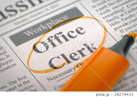 We're Hiring Office Clerk. 3D. 28279415