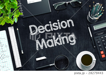 Decision Making Concept on Black Chalkboard. 3D 28279443