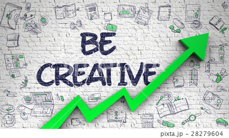 Be Creative Drawn on White Wall.  28279604