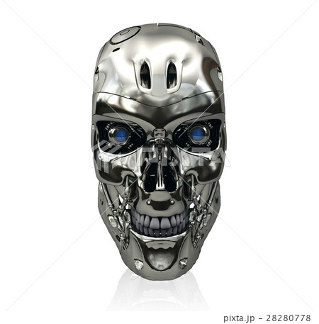 maskinskriver Kor Blodig Robot skull with metallic surface - Stock Illustration [28280778] - PIXTA