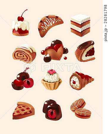 Vector set of decorative icons sweets 28281798