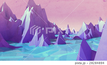 3D Illustration of a Low poly mountains landscape. 28284894