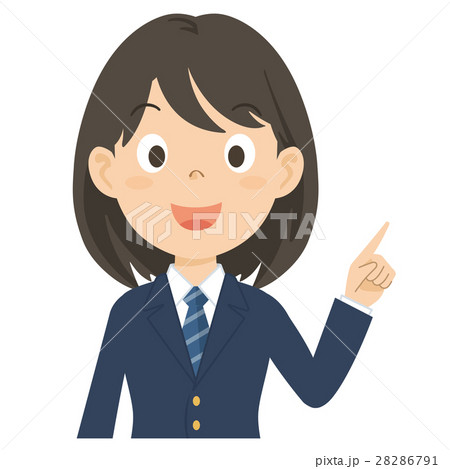 女性　高校生　上半身　右向き　イラスト 28286791