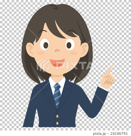 女性　高校生　上半身　右向き　イラスト 28286791
