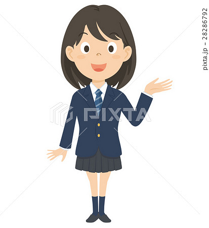 女性 高校生 全身 右向き イラストのイラスト素材