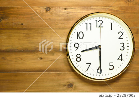 wall clock on the wooden wall 28287002