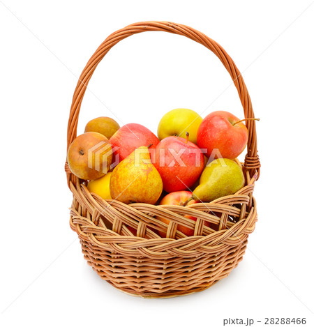apples and pears in the basket isolated on white apples and pears in the basket isolated on white 28288466