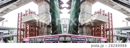 Reflection photo of Skytrain building in bangkok 28289988