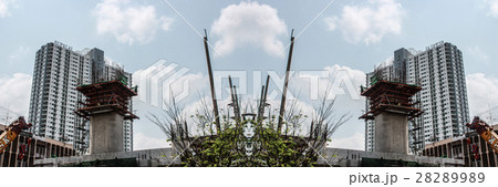 Reflection photo of Skytrain building in bangkok 28289989