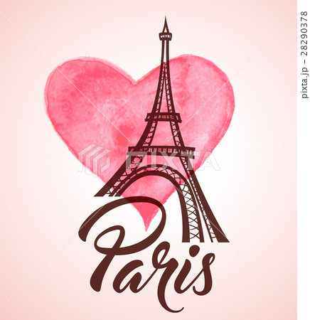 Eiffel Tower and watercolor heart 28290378