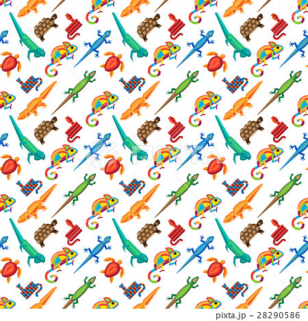 Reptiles animals vector seamless pattern. 28290586