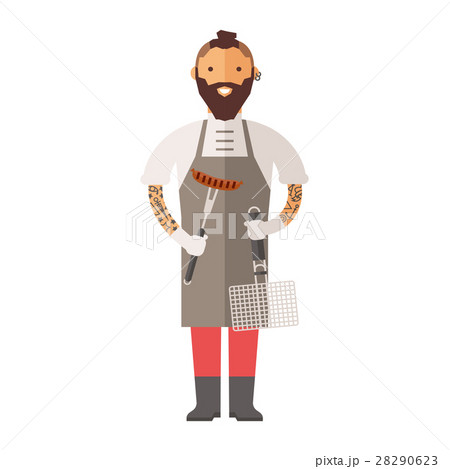 Butcher young chef decorating delicious character 28290623