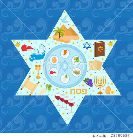Passover greeting card with icons in the shape 28290687