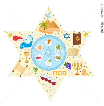 Passover greeting card with icons in the shape Passover greeting card with icons in the shape 28290694