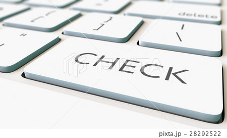 White computer keyboard and check key, shallow 28292522