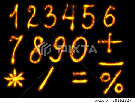 The fire numbers set collection alphabet on black 28292827