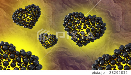black hearts made of spheres with reflections and 28292832